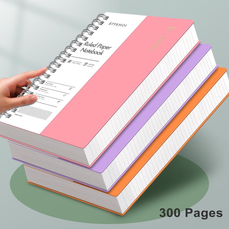 EMSHOI B5 Spiral Notebook College Ruled Lined Journal, Large 7.48"" X 10.15"", 300 Pages/150 Sheets, 100gsm Thick Paper, Waterproof Hardcover, for Office School Women Men Work Writing Notes-Pink - Image 5